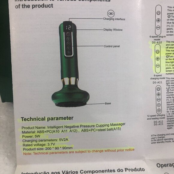 Rechargeable Vacuum Cupping Device 6/12 Level Adjustable Anti-Cellulite Massager - Picture 15 of 16